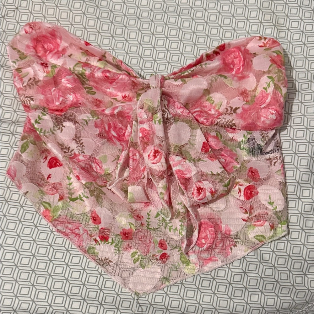Floral Pink Lace Scarf